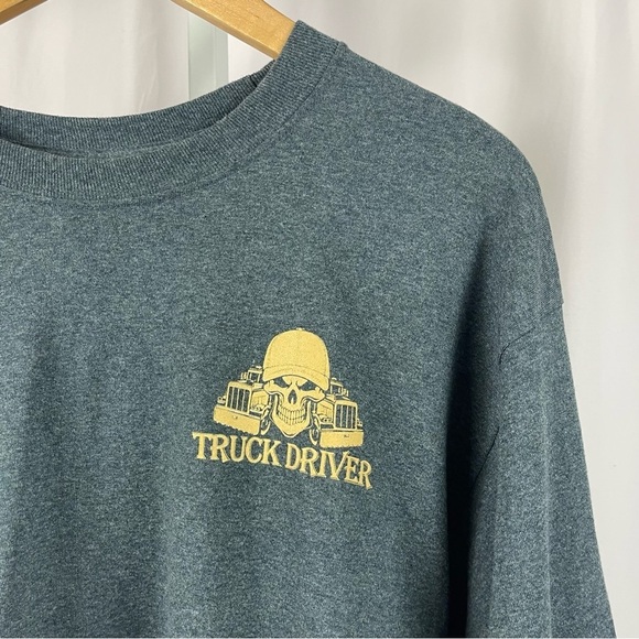 Gildan Large Truck Driver Trucking Trucker Graphic Long Sleeve Shirt Skull - Picture 7 of 7